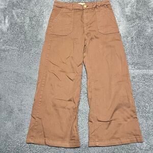 Kut From The Cloth Pants Women 10 (32x26.5) Meg High Rise Wide Leg Brown Cropped